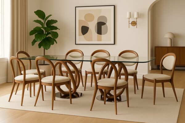 Orbit Luxe – Sculptural Glass Dining Set (8-Seater)