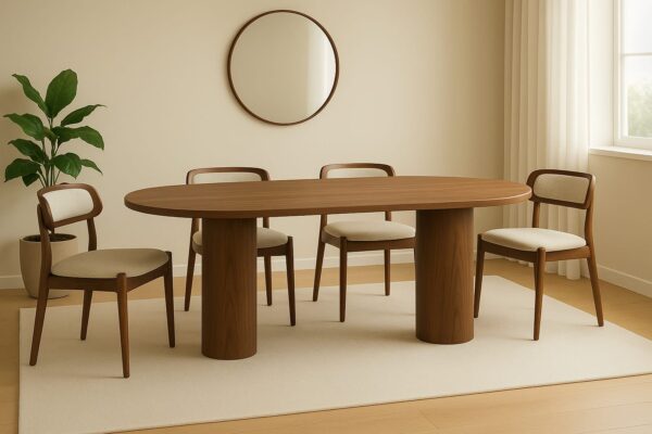 LunaCore – Modern Walnut 6-Seater Dining Set